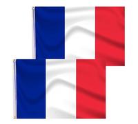GUSTO 2 Drapeaux de la France 90 x 150 cm avec 2 œillets en métal résistant aux intempéries 2 Pièces (France)