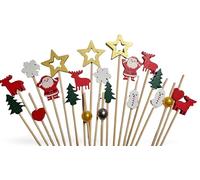 GUSTO Cure-Dents décoratifs pour Les FÊTES de Noël Cocktails Sandwichs Party Dîner à la Maison Finger Food Bars Restaurants Pubs (160 pcs - Mix 3)