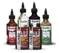 Gusto Foods Chinese Sauces Combo | Red & Green Chilli Sauce, Soya Sauce, Chilli Vinegar, Schezwan & Manchurian Gravy | Complete Pack for Chinese Dishes