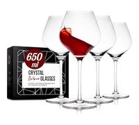 Gusto Nostro Ensemble de 4 Verres à Vin - Verre à Vin en Cristal de Grande Contenance - Lavables au Lave-Vaisselle, Élégants et Fins pour les Mariages et les Fêtes