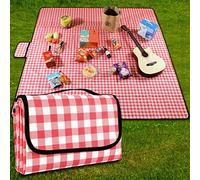 GUSUWU Couverture de Pique-Nique Tapis de Plage Imperméable 200 × 200cm,Tapis de Pique-Nique Léger et Lavable à Carreaux avec Poignée,Convient pour la Randonnée Voyage Camping en Plein Air,Parc