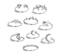 GUSXPPD Bague Empilables Ensemble, Vintage Argent Phalange Bague, Argent Ensemble Bague Knuckle, Boho Crystal Knuckle Ring Set, Empilable Argent Doigt Joint Anneau Pour Femmes Et Filles (B)