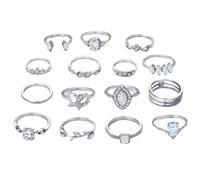 GUSXPPD Bague Empilables Ensemble, Vintage Argent Phalange, Boho Crystal Knuckle Ring Set, Doigt Joint Anneau Pour Femmes Et Filles (A)