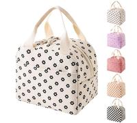 GUSXPPD Sac Isotherme Repas, BoîTe à DéJeuner IsoléE Pour Femmes, Sac Isotherme Repas Bureau En Velours CôTelé Pour éCole Bureau Pique-Nique (Beige avec petites fleurs)