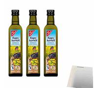 Gut & Günstig Natives Lot de 3 flacons d'huile de colza pressée à froid 3 x 500 ml + bloc usy