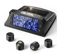GUTA GT40+4GS02 Système de surveillance de la pression des pneus pour camping-cars/remorques avec 4 capteurs, TPMS de 0 à 188 PSI, chargement solaire, 6 modes d'alarme, mode veille automatique, écran