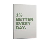 GUTAITER 1 % Better Every Day Green Posters Impression sur toile rétro esthétique inspirante pour salle de classe 50 x 75 cm Cadre style 2