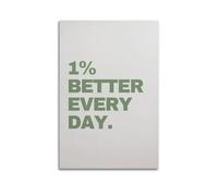 GUTAITER 1 % Better Every Day Green Posters Impression sur toile rétro esthétique inspirante pour salle de classe 60 x 90 cm Sans cadre Style 2
