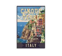 GUTAITER Cinque Terre Affiche d'art de voyage en Italie - Impressions sur toile rétro pour chambre - Esthétique - 50 x 75 cm - Style sans cadre