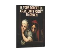 GUTAITER Impression sur toile amusante « IF YOUR DOODIES BECRAY, DON'T FORGETTO SPRAY! » - Impression sur toile pour salle de classe - 50 x 75 cm - Style rétro - Cadre