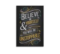 GUTAITER Impression sur toile « Believe In Yourself You Will Be Unstoppable » - Style rétro - Impression sur toile pour salle de classe - 50 x 75 cm - Sans cadre