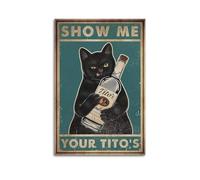 GUTAITER Impression sur toile de style rétro Show Me Your Tito - Motif chat amusant - 20 x 30 cm - Sans cadre