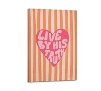 GUTAITER Impression sur toile « Live by Your Truth » avec citation de la Bible et cœur chrétien, impression sur toile tendance pour chambre de fille 30 x 45 cm, style 1 avec cadre
