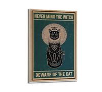 GUTAITER Impression sur toile « Never Mind The Witch-Black Cat » - Impression sur toile pour chambre - 60 x 90 cm - Style rétro