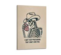 GUTAITER Impression sur toile style rétro avec squelette de musique country « I Can't Keep Pretending That I Don't Love You » - Pour salle de classe - 60 x 90 cm