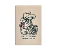 GUTAITER Impression sur toile style rétro avec squelette de musique country « I Can't Keep Pretending That I Don't Love You » - 60 x 90 cm - Sans cadre