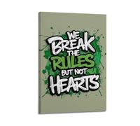 GUTAITER Impression sur toile « We Break The Rules But Not The Hearts » - Style 2 - Style rétro - Impression sur toile pour salle de classe - 60 x 90 cm - Style 2