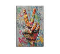 GUTAITER Impressions sur toile de graffiti geste de la victoire - Style rétro - Impression sur toile pour salon - 30 x 45 cm - Style sans cadre