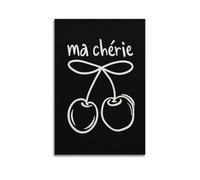 GUTAITER Ma Chérie Impression sur toile rétro sans cadre Motif cerise noire 30 x 45 cm