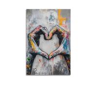 GUTAITER Poster de graffiti en forme de cœur - Impression sur toile pour salon - 20 x 30 cm - Style rétro - Sans cadre