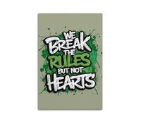 GUTAITER Poster de motivation « We Break The Rules But Not The Hearts » - Impression sur toile rétro esthétique - Impression sur toile pour salle de classe - 60 x 90 cm - Style 2 sans cadre