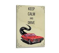 GUTAITER Poster imprimé Keep Calm And Drive - Voiture rouge - Art mural tendance - Impressions sur toile pour chambre - Esthétique - 30 x 45 cm - Style 2