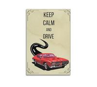 GUTAITER Poster imprimé Keep Calm And Drive - Voiture rouge - Impression sur toile pour chambre - Esthétique - 30 x 45 cm - Style 2