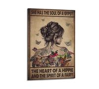 GUTAITER Poster « She Has The Soul Of A Gypsy The Heart Of A Hippie And The Spirit Of A Fairy » - Impression sur toile pour salon - 20 x 30 cm - Style cadre