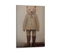 GUTAITER Poster « The Standing Brown Bear Is Dressed Like A Human » - Impression sur toile pour salle de classe - 20 x 30 cm - Style 1