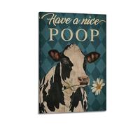 GUTAITER Poster vintage « Have A Nice Poop-Funny Cow » - Impression sur toile pour chambre - 40 x 60 cm - Style cadre