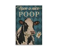 GUTAITER Poster vintage « Have A Nice Poop-Funny Cow » - Impression sur toile pour chambre - Esthétique - 60 x 90 cm - Sans cadre