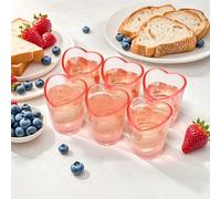Gute Lot de 6 verres à shot roses, ensembles de verres à shot en forme de cœur de 4,2 vec base lourde, pour whisky, tequila, spiritueux et liqueurs pour la Saint-Valentin, fête de célibataire