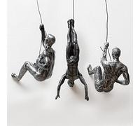 GUTE Set of 3 Climbing Men Man Wall Art Decor Sculpture by (Set of 3) - Perfect Home Decor Gift, Climbing Man Wall Art Sculpture Decoration Statue Figurine Home & Office Rock Climbing Unique Gifts