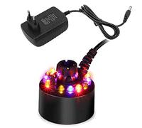 Gutecomuik Brumisateur D'intérieur à 12 LED pour Fontaine à Eau, Petite Machine à Brouillard de Bassin, Humidificateur d'air, Parfait pour Fontaine d'eau, Étang, Halloween, Décoration de Noël (Noir)