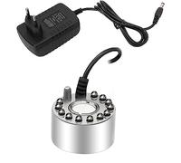 Gutecomuik Brumisateur D'intérieur à 12 LED pour Fontaine, Petit Brumisateur de Bassin, Humidificateur d'air - Parfait pour Fontaine à Eau, Étang, Halloween, Décoration de Noël (Argenté)