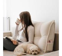 Gutekissen® Coussin de dos - Coussin de lecture pour lit et canapé - Coussin triangulaire - Coussin de dos pour le mur - Coussin d'assise - Coussin mural - Avec poche pour téléphone portable (Crème
