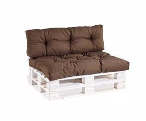 Gutekissen® Coussin de Palette Extérieur - Confort en Mousse pour Salon de Jardin, Terrasse, Balcon PPI (Set (Coussin d'assise 120x80 +Dossier 120x40), Braun)