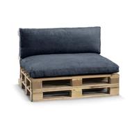 Gutekissen, Coussin pour canapé de Jardin, Coussin d'assise, Coussin pour Le Dos, rempli d'un Insert en granulés de pulirethane PWL (Set (Coussin d'assise 120x80 +Dossier 120x40), Bleu foncé)