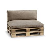 Gutekissen, Coussin pour canapé de Jardin, Coussin d'assise, Coussin pour Le Dos, rempli d'un Insert en granulés de pulirethane PWL (Set (Coussin d'assise 120x80 +Dossier 120x40), Marron Clair)