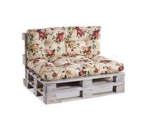 Gutekissen® Coussin pour Palette Extérieur - Confortable Coussin pour Canapé Jardin PPI - Différentes Tailles et Coloris (Coussin d'angle 60x40, gesteppt Fleurs 4)