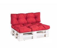 Gutekissen® Coussin pour Palette Extérieur - Confortable Coussin pour Canapé Jardin PPI - Différentes Tailles et Coloris (Set (Coussin d'assise 120x80 +Dossier 120x40), Rouge)