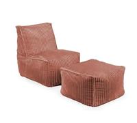 Gutekissen Grand pouf avec tabouret pour adulte (60 x 80 x 85 cm) - Chaise longue confortable en velours côtelé doux avec housse amovible et lavable (frish)