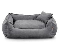 Gutekissen Lit pour chien Lucky - Coussin moelleux pour chiens de petite et grande taille - Lit lavable avec rembourrage en mousse de polyuréthane et housse amovible (gris foncé, S - 65 x 55 cm)