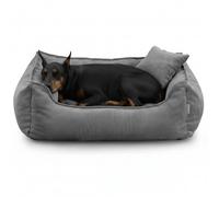 Gutekissen Lit pour chien Lucky - Coussin moelleux pour chiens de petite et grande taille - Lit lavable avec rembourrage en mousse de polyuréthane et housse amovible (gris, XL - 100 x 75 cm)