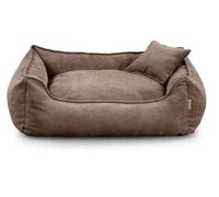 Gutekissen Lit pour chien Lucky - Coussin moelleux pour chiens de petite et grande taille - Lit lavable avec rembourrage en mousse de polyuréthane et housse amovible (marron, S - 65 x 55 cm)