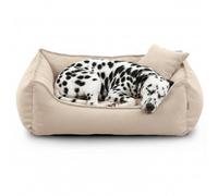 Gutekissen Lit pour chien Lucky - Coussin moelleux pour chiens de petite et grande taille - Lit lavable avec rembourrage en mousse de polyuréthane et housse amovible (crème, taille L - 90 x 75 cm)