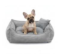 Gutekissen Lit pour chien Lucky - Coussin moelleux pour chiens de petite et grande taille - Lit lavable avec rembourrage en mousse de polyuréthane et housse amovible (gris, M - 80 x 65 cm)