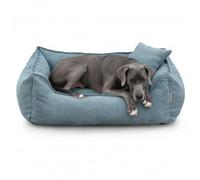 Gutekissen Lit pour chien Lucky - Coussin moelleux pour chiens de petite et grande taille - Lit lavable avec rembourrage en mousse de polyuréthane et housse amovible (bleu, 3XL - 130 x 110 cm)