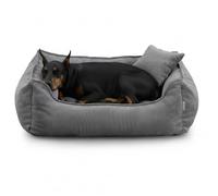 Gutekissen Lit pour chien Lucky - Coussin moelleux pour chiens de petite et grande taille - Lit lavable avec rembourrage en mousse de polyuréthane et housse amovible (gris foncé, XL - 100 x 75 cm)
