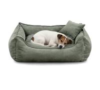 Gutekissen® Lit pour chien Lucky - Coussin moelleux pour chiens petits et grands - Lit pour animaux lavable avec remplissage en mousse de polyuréthane et housse amovible (Vert, S - 65x55 cm)